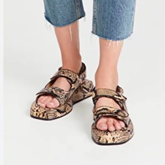 Loeffler Randall Blaise Platform Sandal in Nude. Snake Print Sandals. Size 8 1/2 - Picture 1 of 10